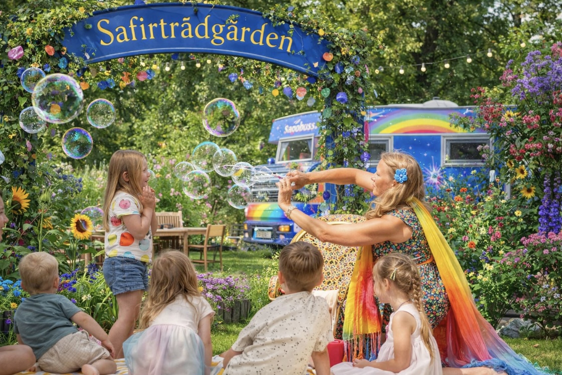 Mediebild: Sagobuss i Safirträdgården